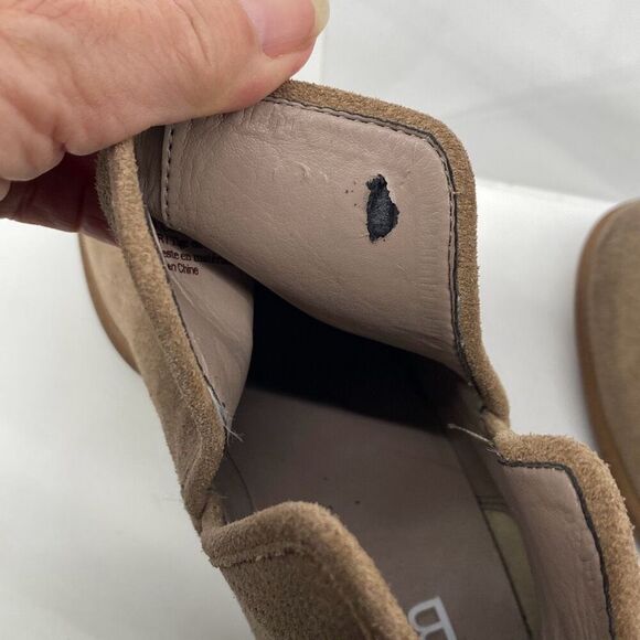 Hinge BP Barris Suede Stacked Heel Pull-On Ankle Bootie Cut-Out Taupe 7‎ - Picture 15 of 15